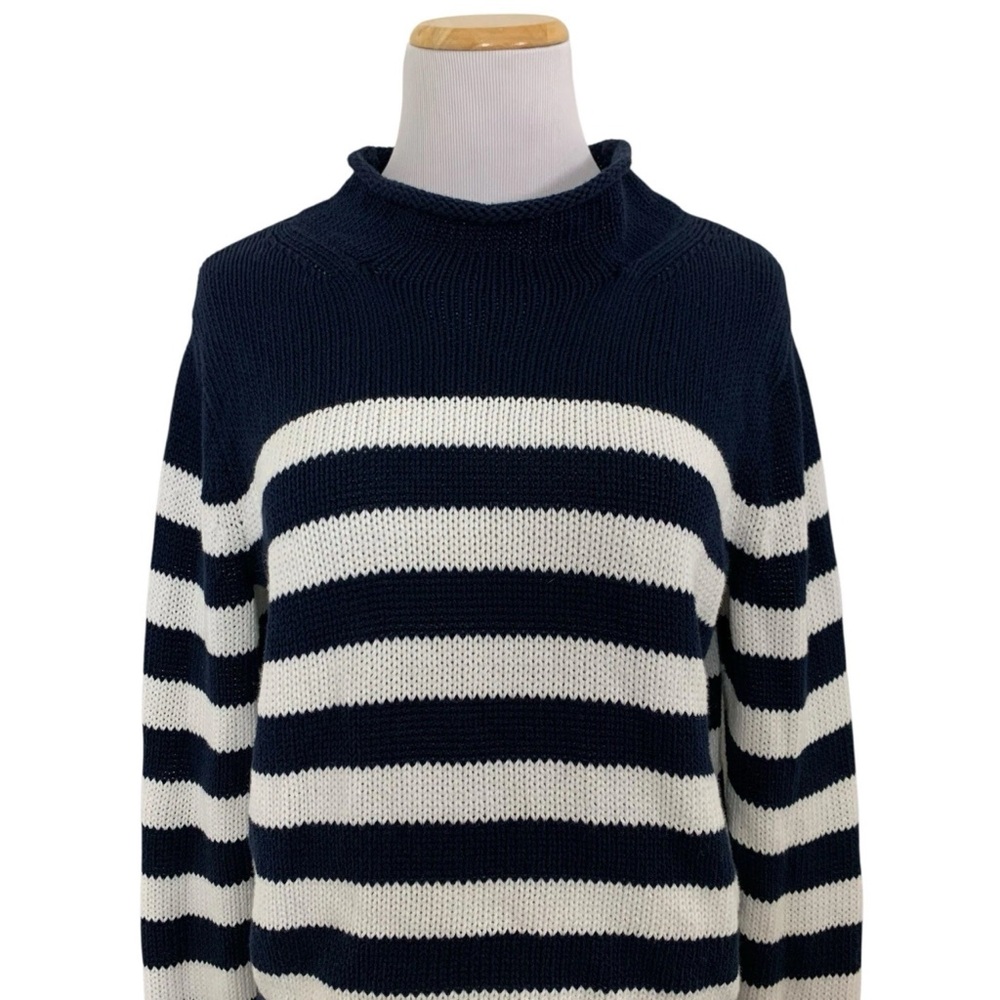 J. Crew Navy and White Striped Rollneck Sweater